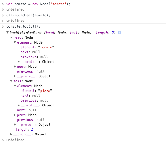 doubly linked list - adding a node